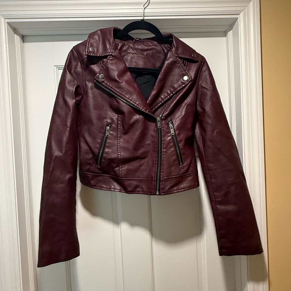 Women's Burgundy Leather Jacket